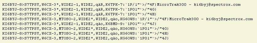 findu.com raw APRS packets